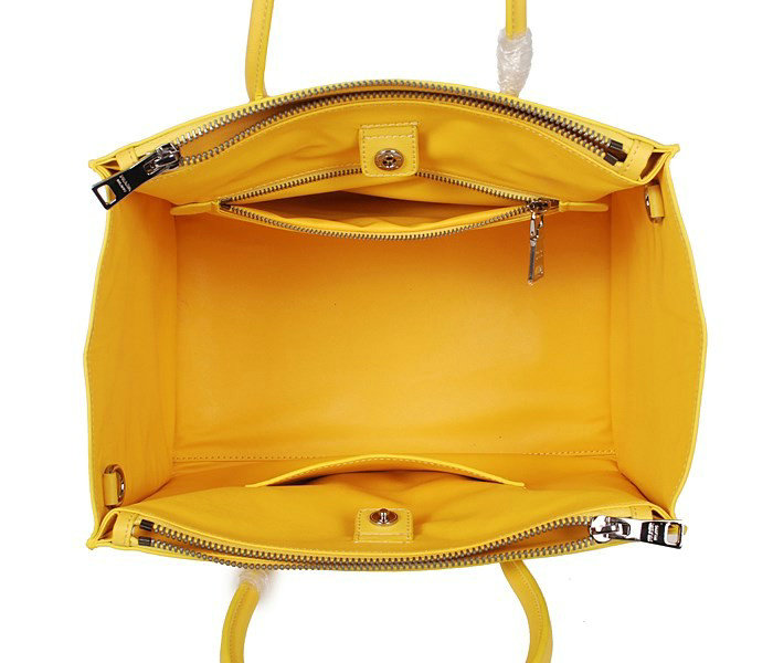 2014 Prada Glace Calf Leather Tote Bag BN2619 lemonyellow